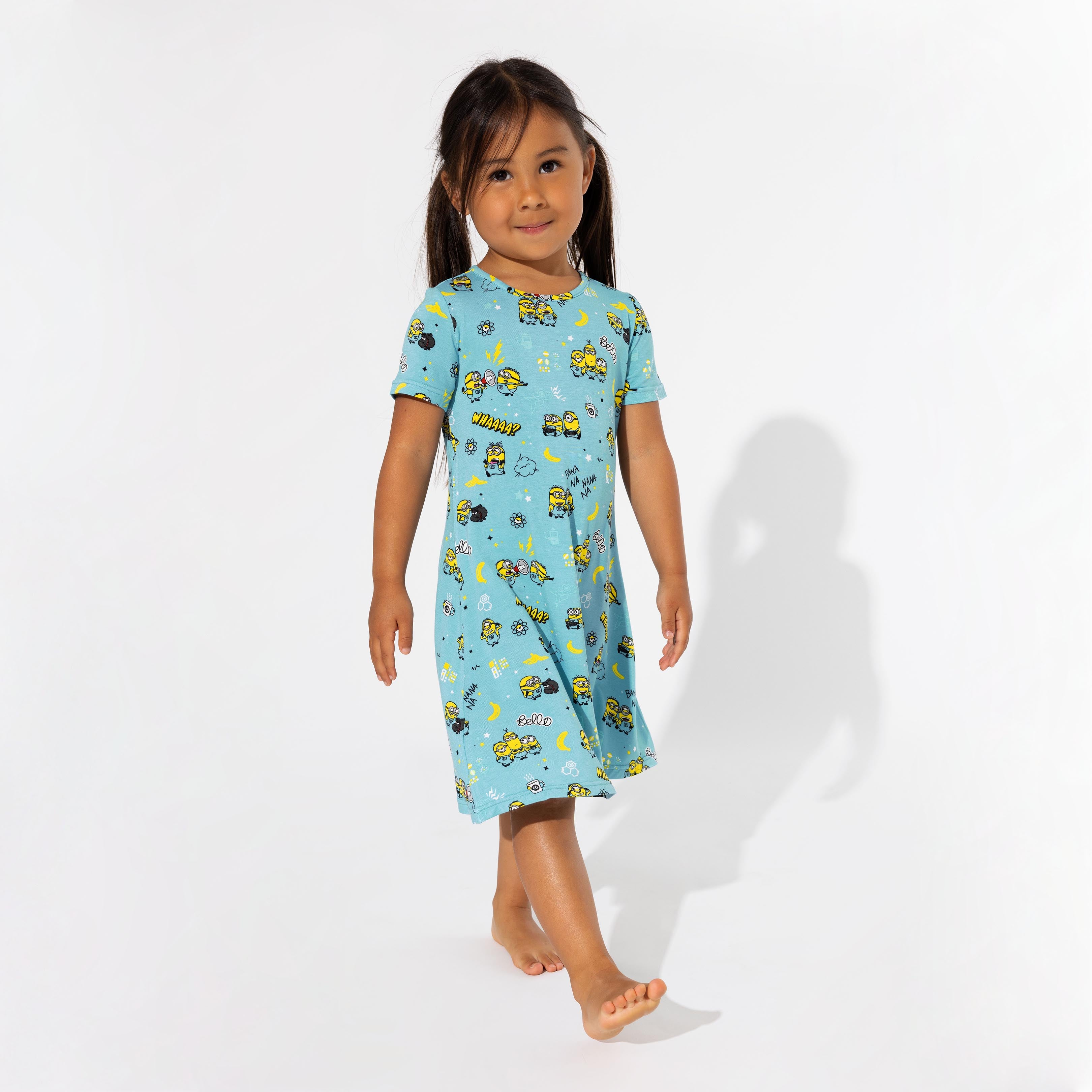 Minions Bello Banana Dress: Delightful Short Sleeve Girls' Bamboo Dress - Bellabu Bear Minions Bello Banana Dress: Delightful Short Sleeve Girls' Bamboo Dress - Bellabu Bear