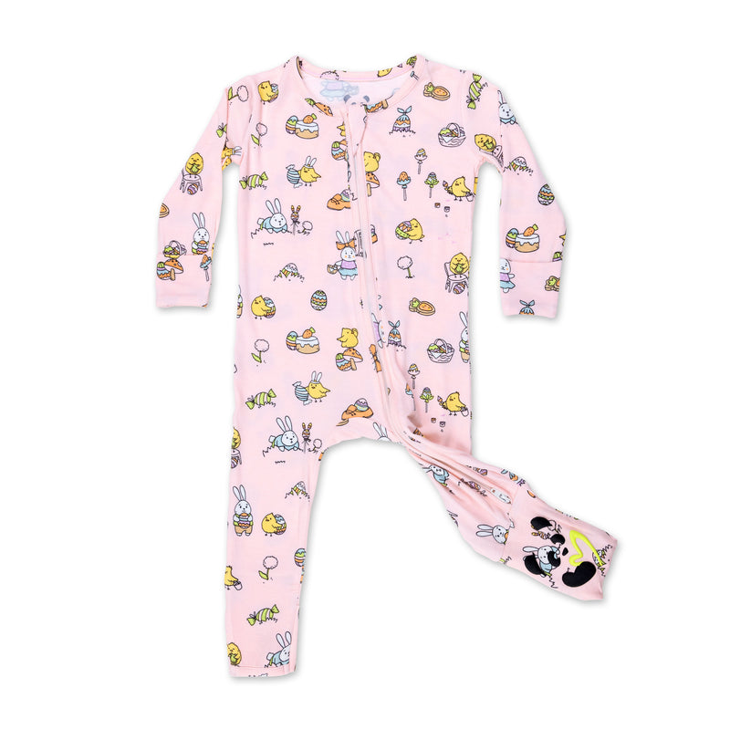 Easter Bunny Pink Bamboo Convertible Footie