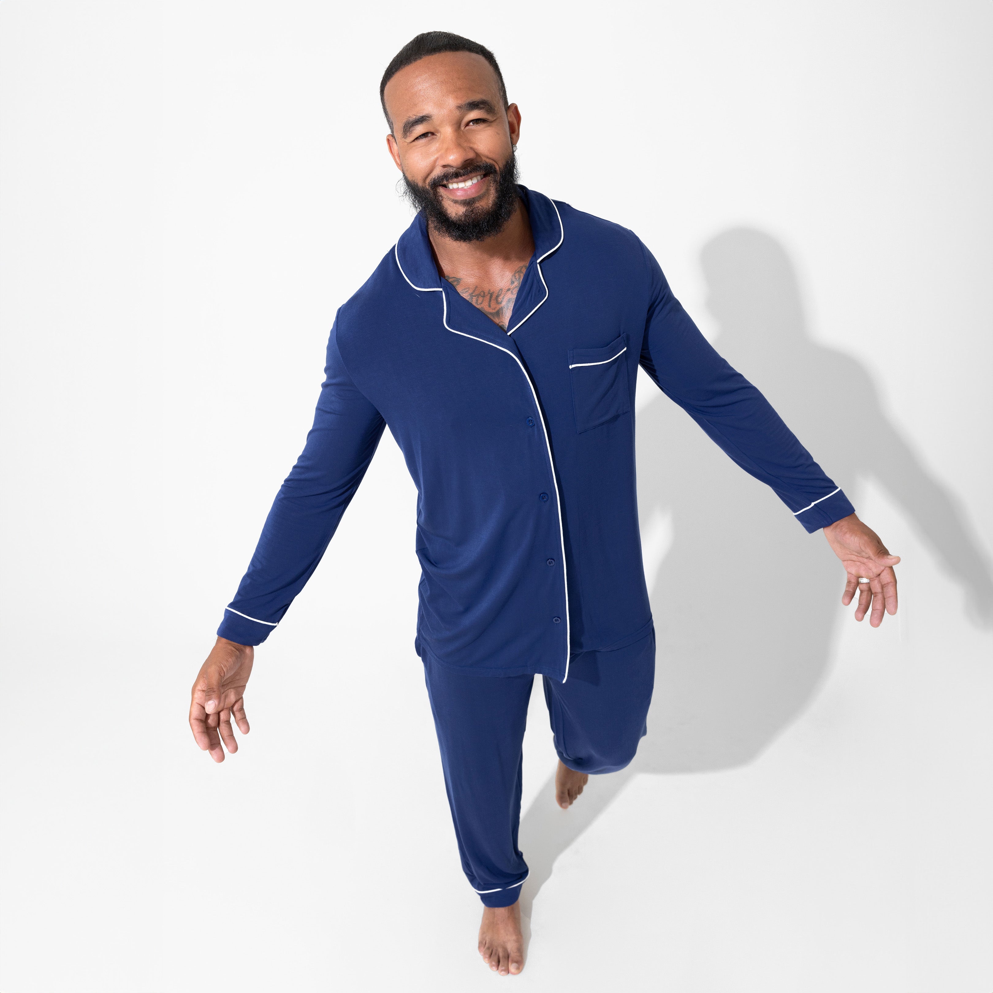 Starry Night Blue Bamboo Men's Pajama Set – Cozy Holiday Sleepwear