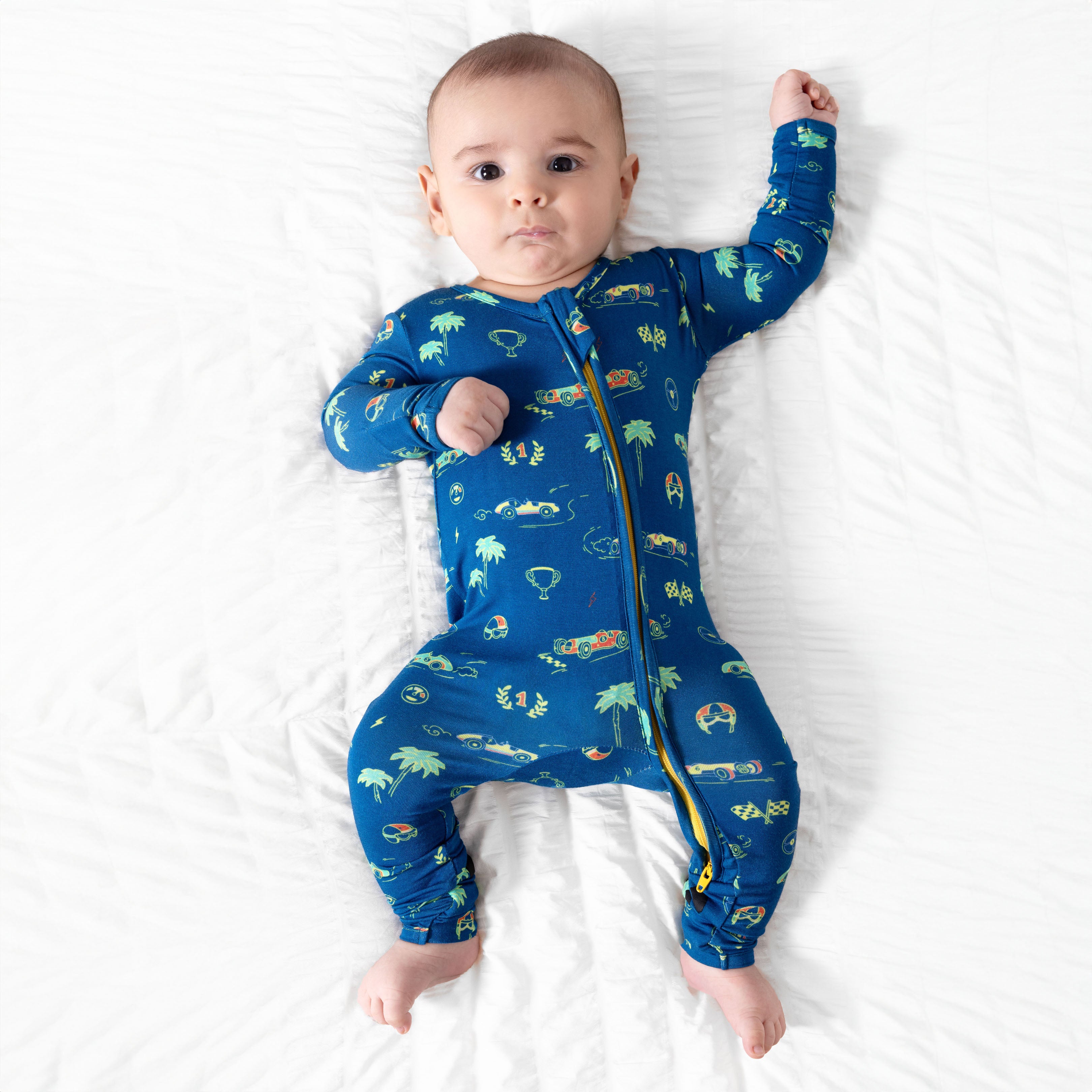 Monaco Blue Bamboo Convertible Footie | Bellabu Bear