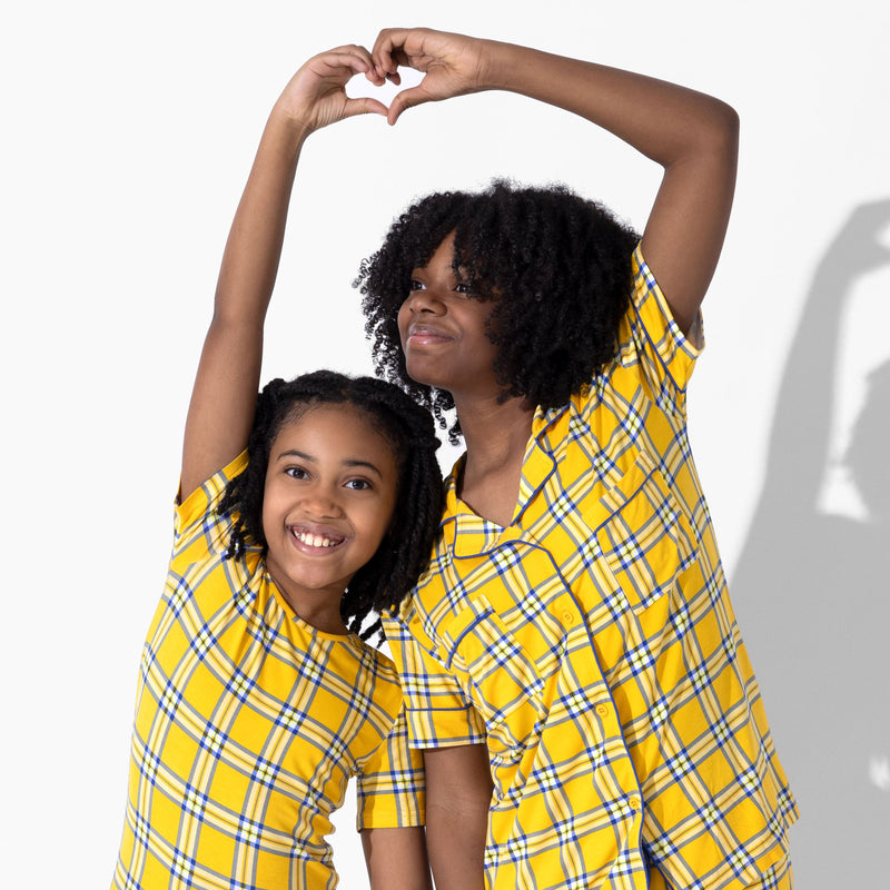 Clueless Total Betty Plaid Bamboo Kids Pajama Short Set