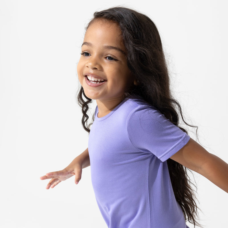 Poppin Purple Bamboo Girls' Short Sleeve Dress