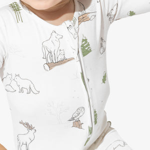 Winter Forest Animals Bamboo Convertible Footie