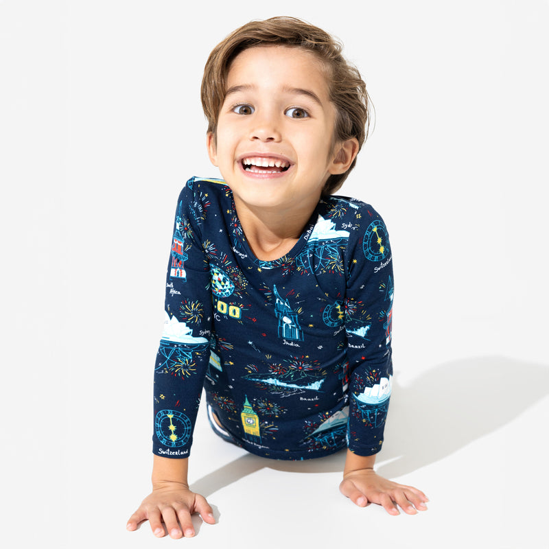 New Year's Worldwide Countdown Bamboo Kids Pajamas