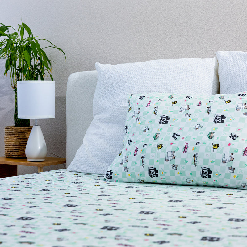 Minecraft Sleep Repeat Bamboo Bed Sheet Set