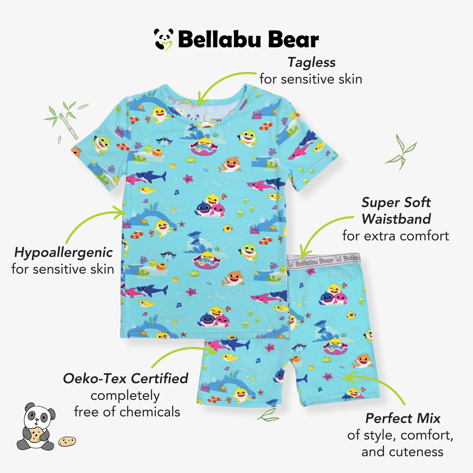 Baby Shark Bamboo Kids Pajama Short Set