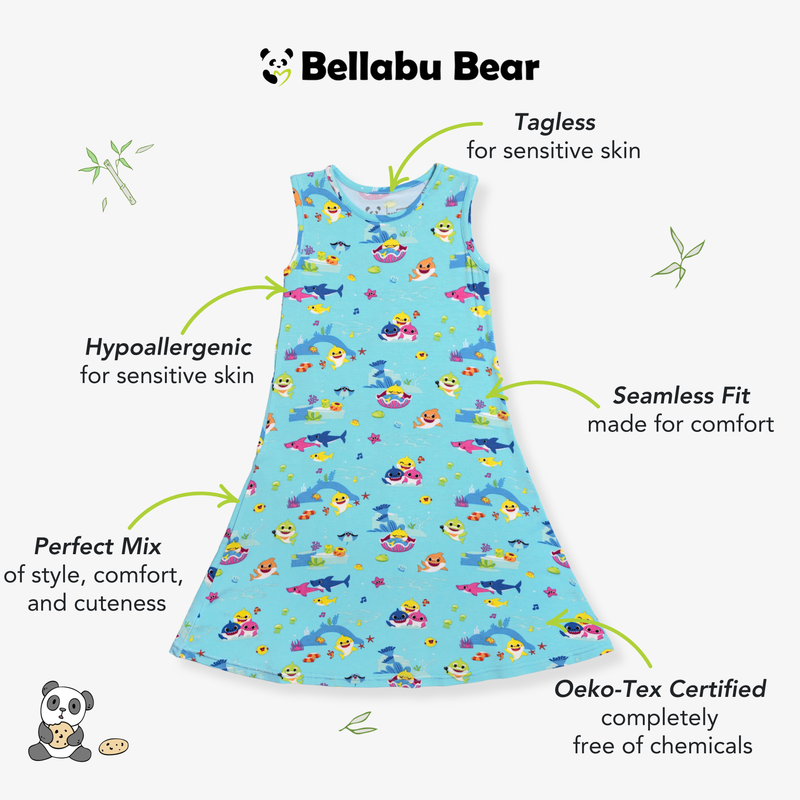 Baby Shark Bamboo Girls' Sleeveless Dress