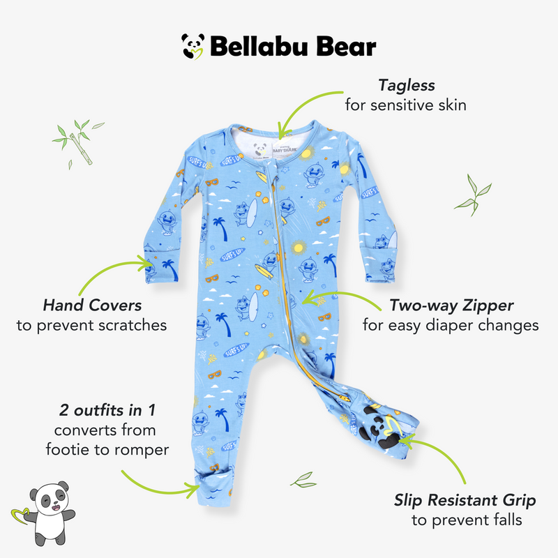 Baby Shark Surf Bamboo Convertible Footie