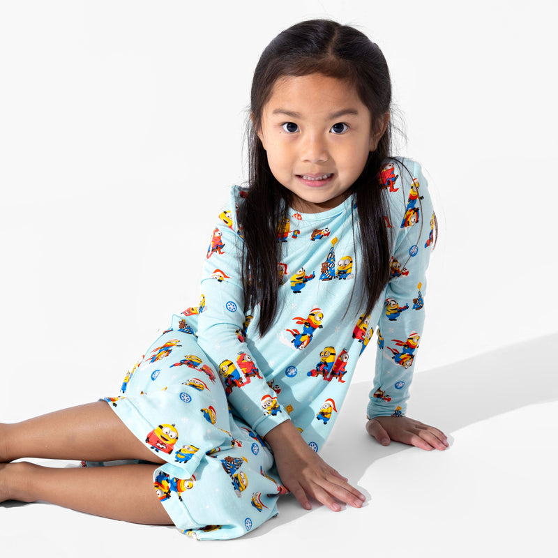 Merry Minions Holiday Bamboo Girls' Long Sleeve Dress