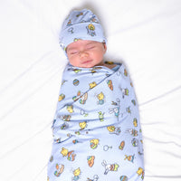 Easter Bunny Blue Bamboo Swaddle & Beanie Set