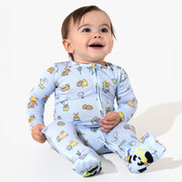 Easter Bunny Blue Bamboo Convertible Footie