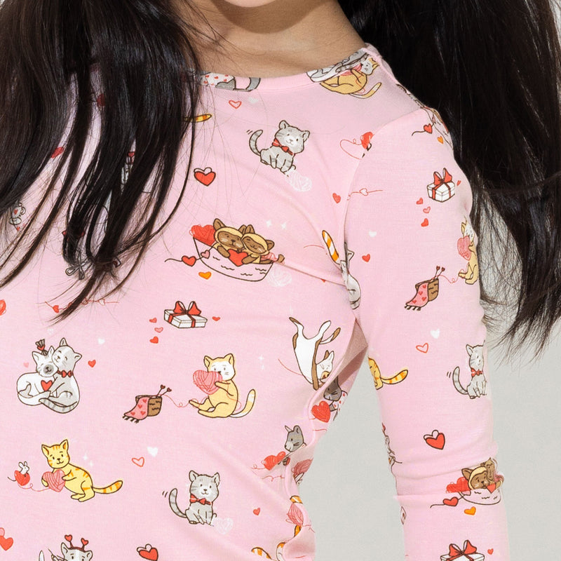 Love Kittens Bamboo Kids Pajamas