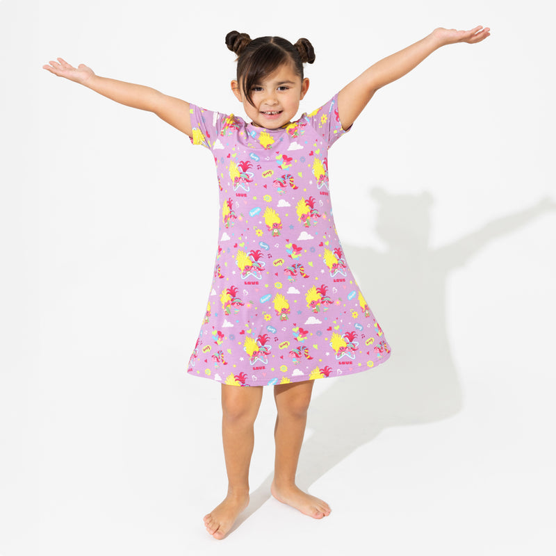 Trolls Harmony Valentine's Bamboo Girls' Short Sleeve Dress