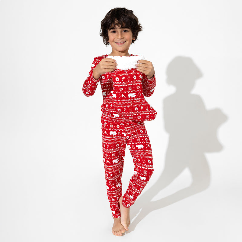 Polar Isle Red Bamboo Kids Pajamas