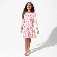 Love Kittens Bamboo Girls' Long Sleeve Dress