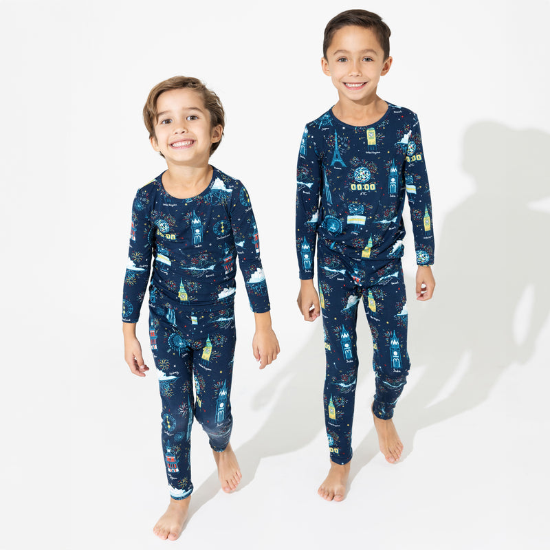New Year's Worldwide Countdown Bamboo Kids Pajamas