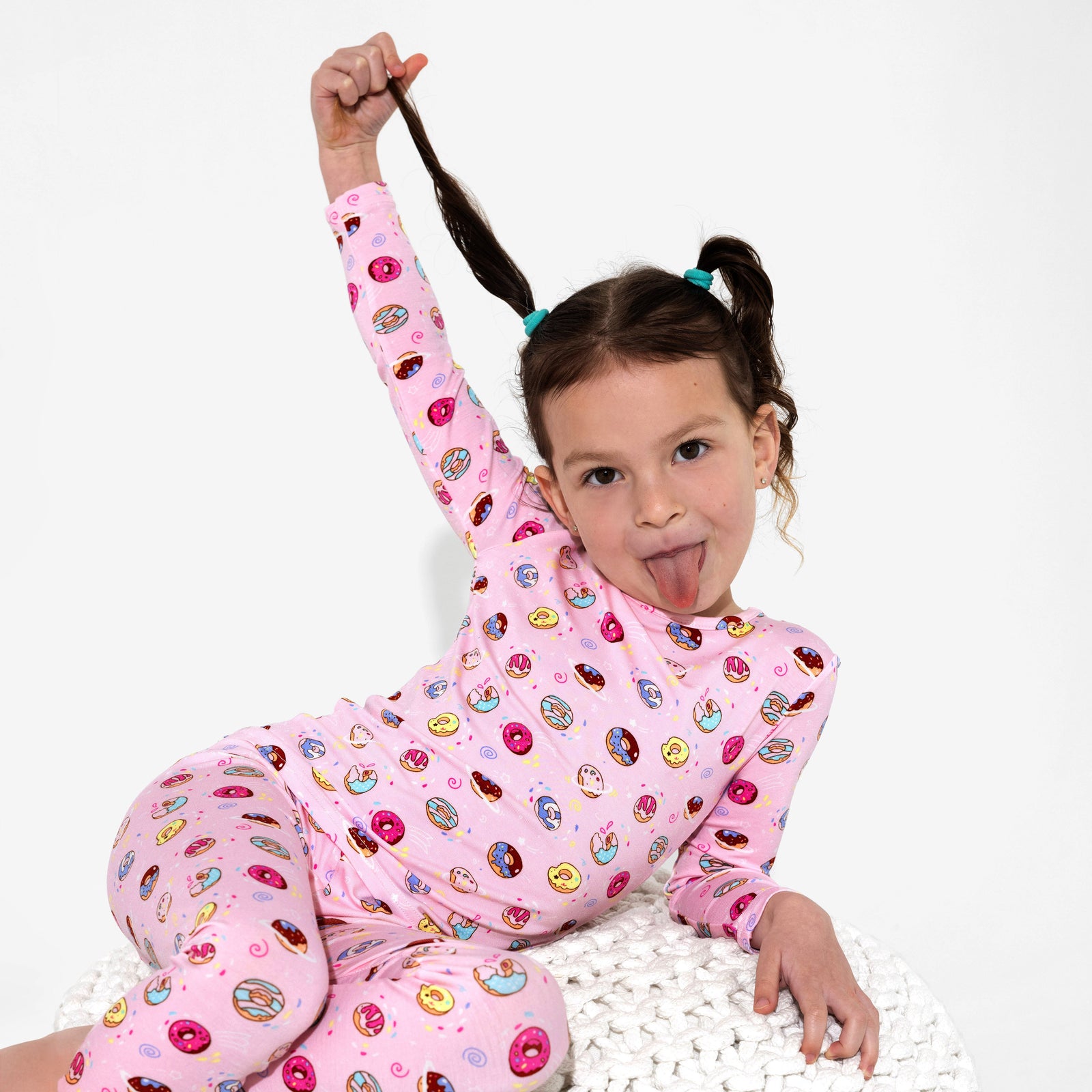 Pink Space Donut Bamboo Kids Pajamas