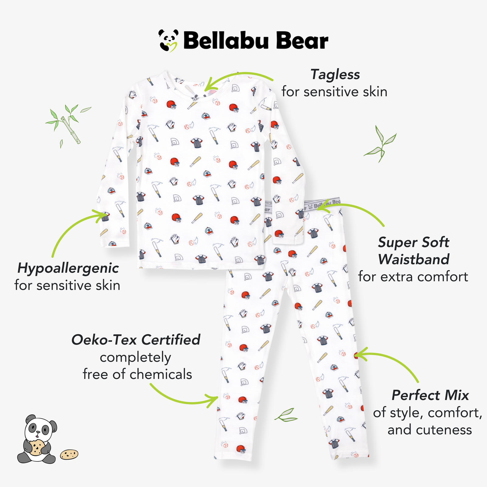 Baseball Bamboo Kids Pajamas