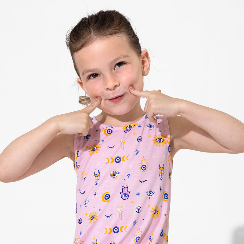 The Eye Pink Bamboo Girls' Sleeveless Dress