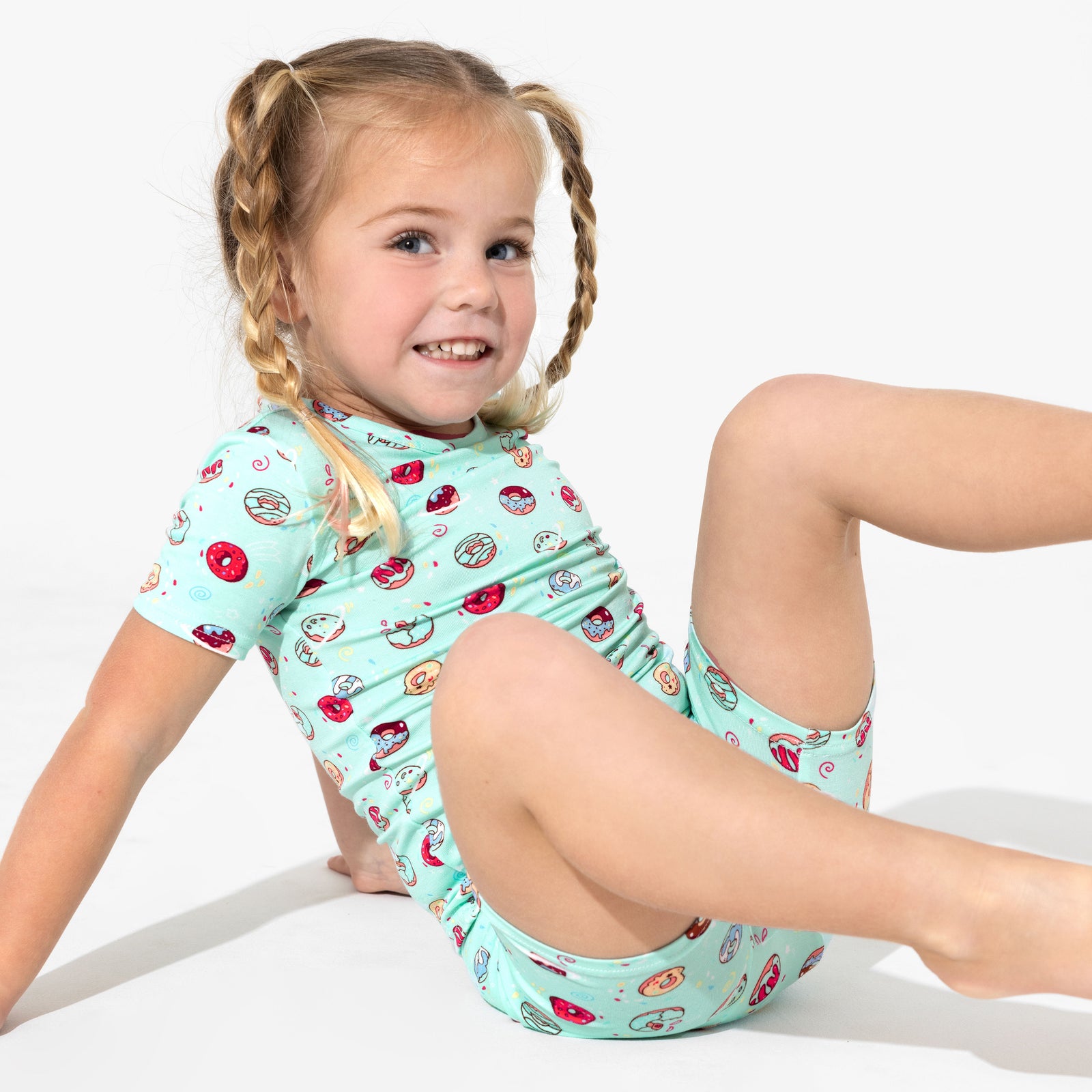 Blue Space Donut Bamboo Kids Pajama Short Set