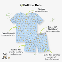 Milk & Cookies Blue Bamboo Kids Pajama Short Set