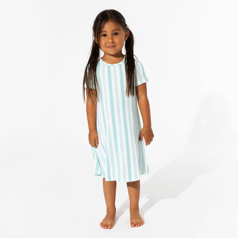 Slumber Stripes Bamboo Girls' Short Sleeve Dress