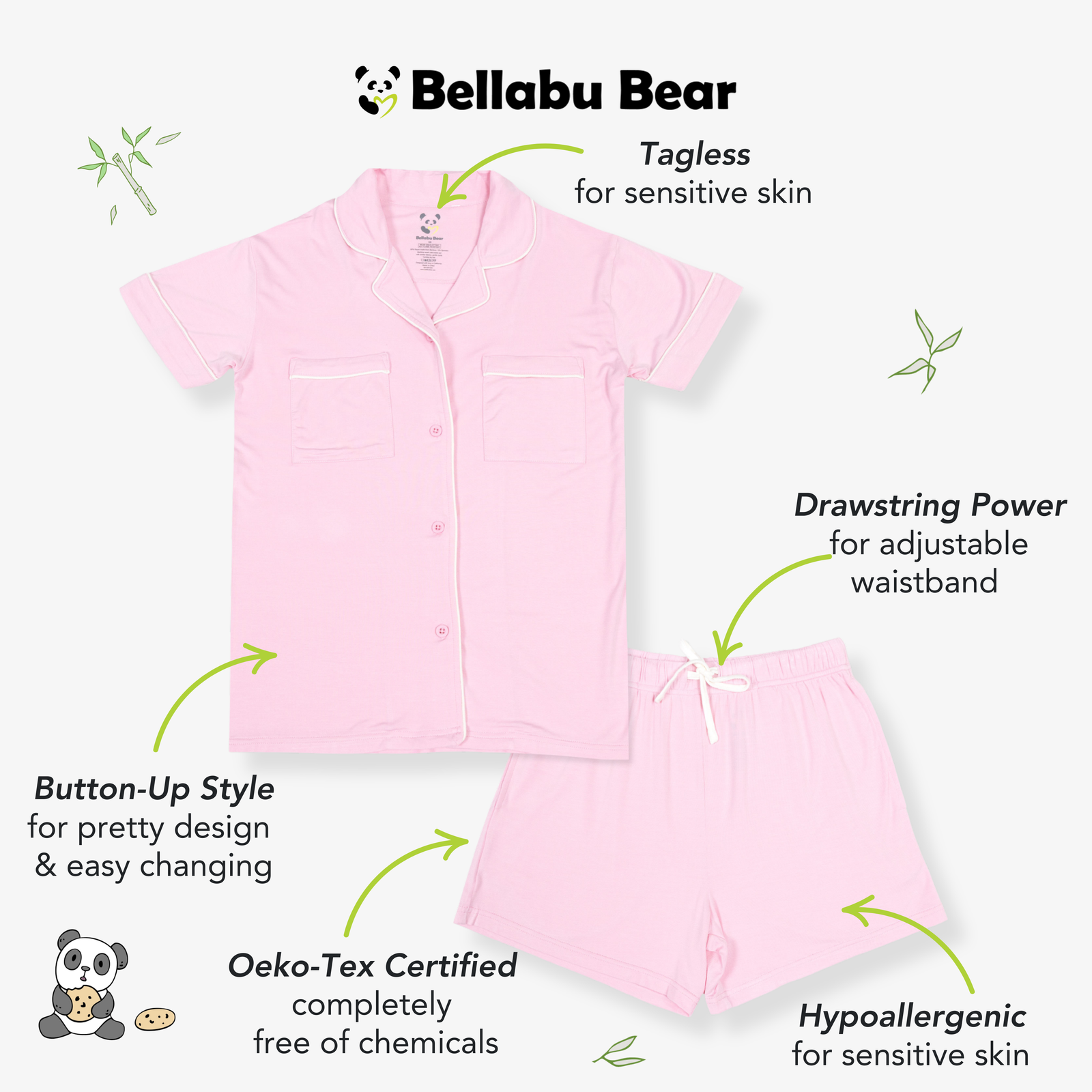 Blush Pink Bamboo Women's Pajama Short Set