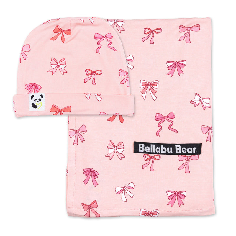 Take A Bow Bamboo Swaddle & Beanie Set