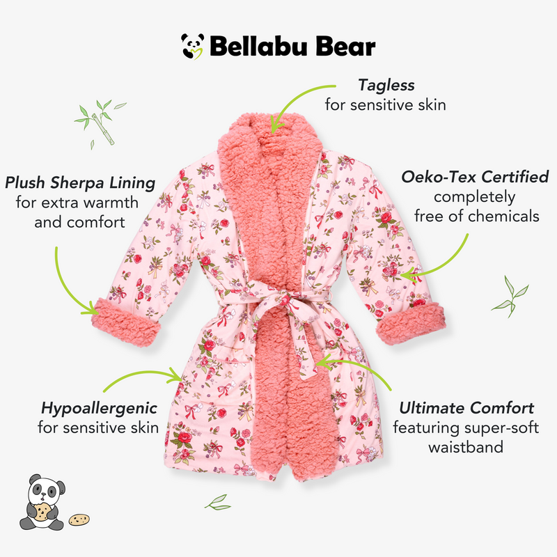 Bows & Blooms Bamboo Women's Sherpa Bathrobe
