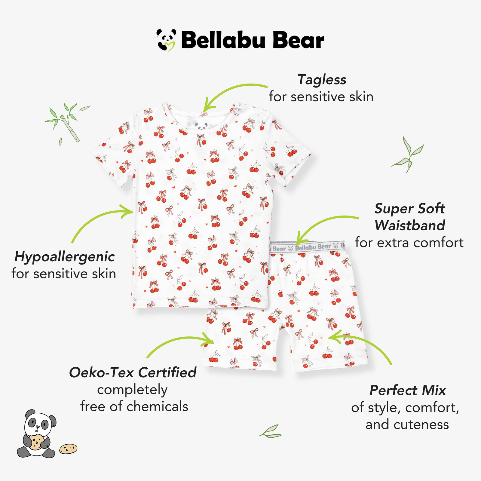 Cherry On Top Bamboo Kids Pajama Short Set