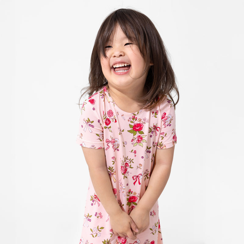 Bows & Blooms Bamboo Girls' Short Sleeve Dress