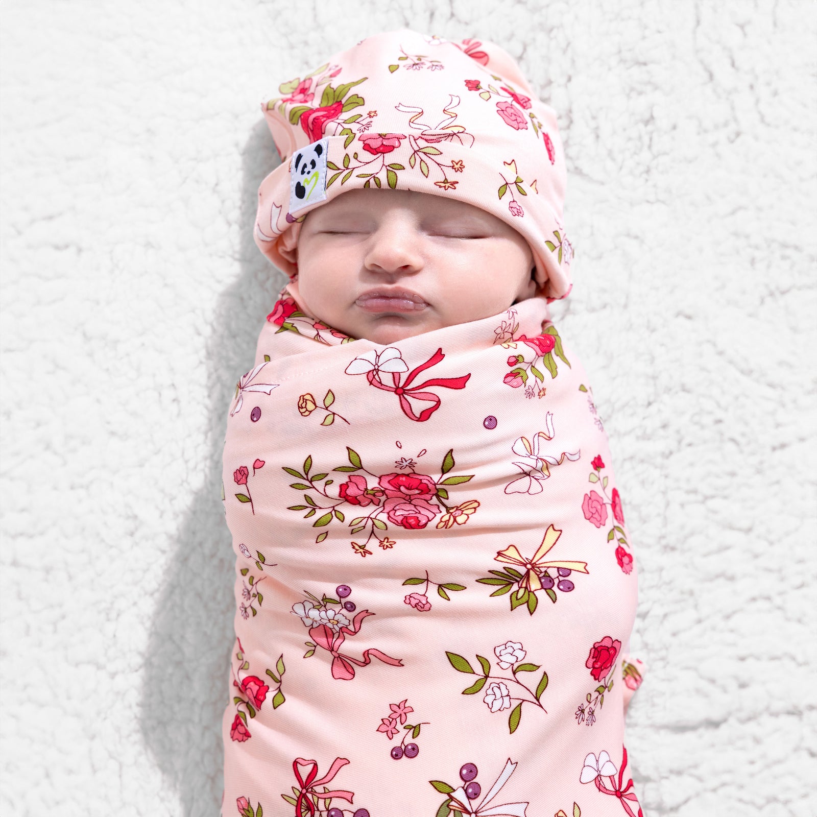 Bows & Blooms Bamboo Swaddle & Beanie Set
