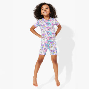 Comic Purple Bamboo Kids Pajama Short Set