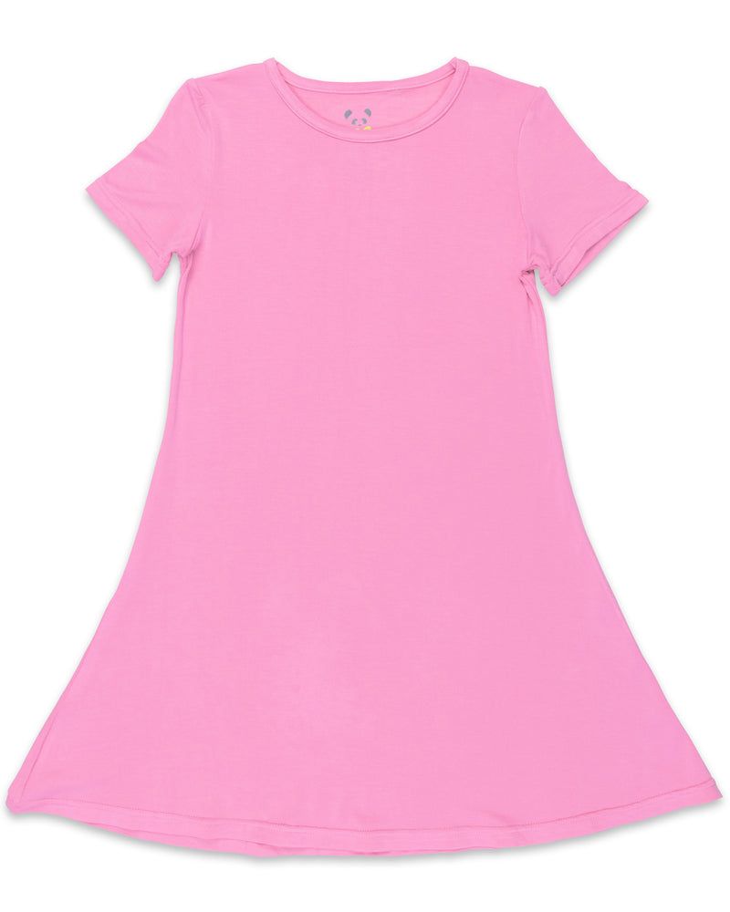 Bubblegum Pink Bamboo Girls' Short Sleeve Dress