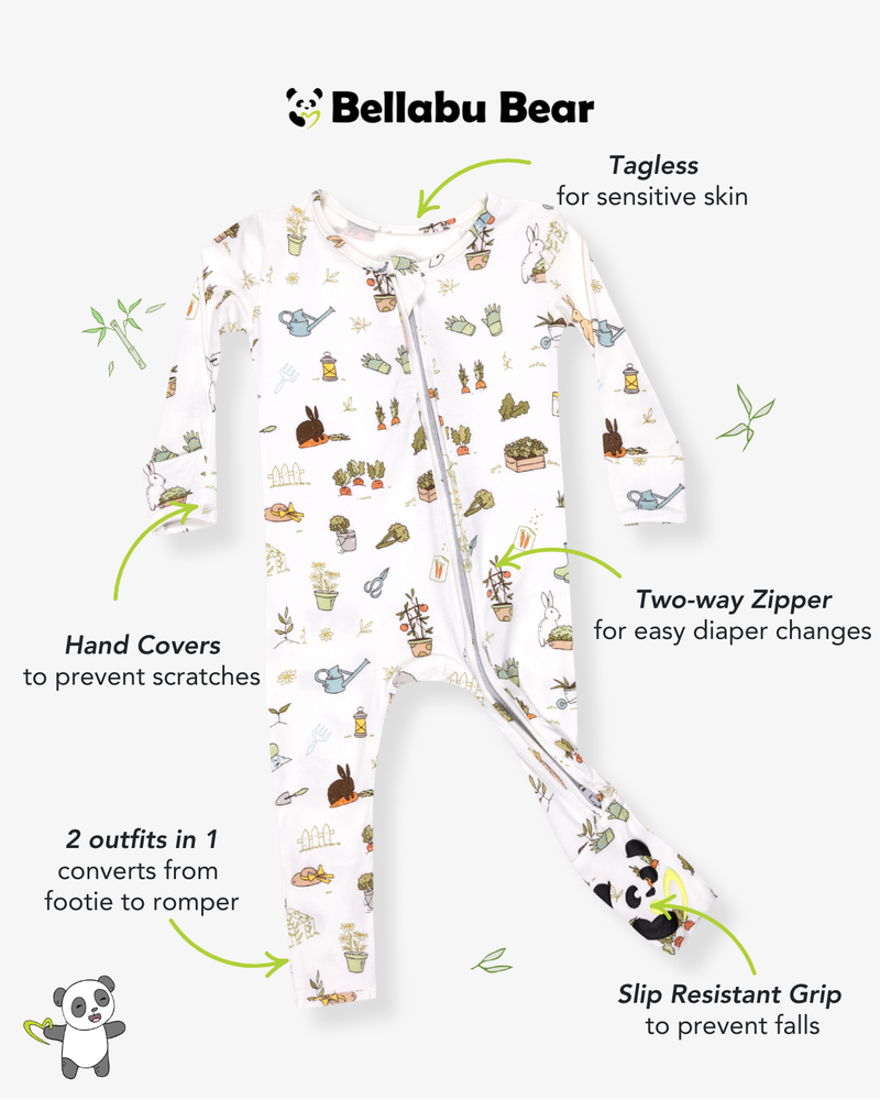 Bunny Garden Bamboo Convertible Footie