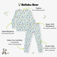 Candy Hearts Blue Bamboo Kids Pajamas