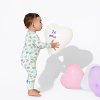 Candy Hearts Blue Bamboo Convertible Footie