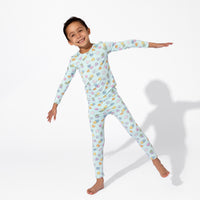 Candy Hearts Blue Bamboo Kids Pajamas