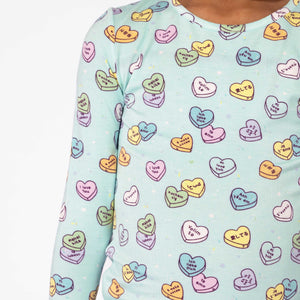 Candy Hearts Blue Bamboo Kids Pajamas