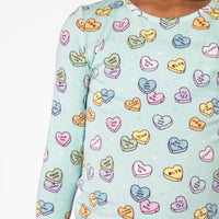 Candy Hearts Blue Bamboo Kids Pajamas