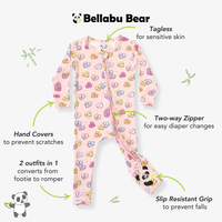 Candy Hearts Pink Bamboo Convertible Footie