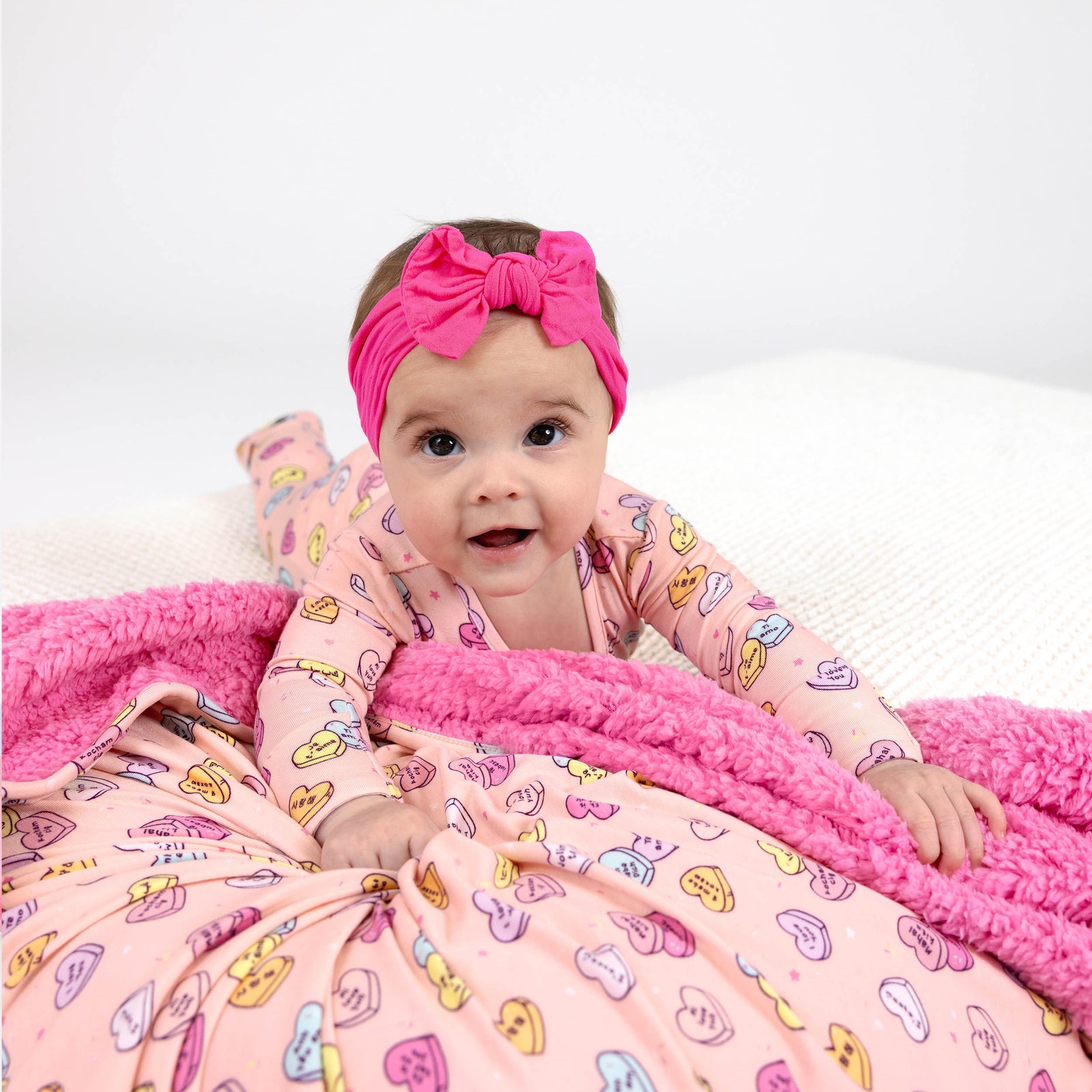 Candy Hearts Pink Bamboo Convertible Footie