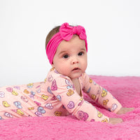 Candy Hearts Pink Bamboo Convertible Footie