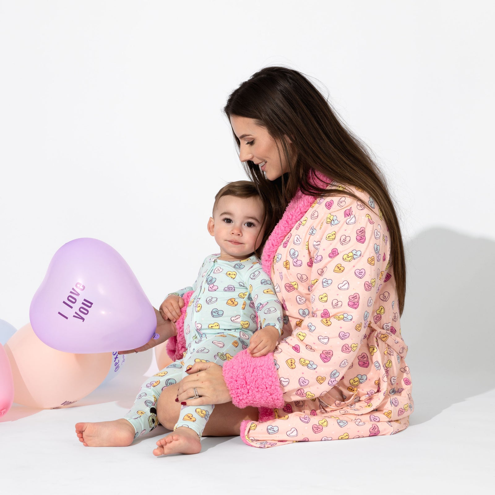 Candy Hearts Blue Bamboo Convertible Footie