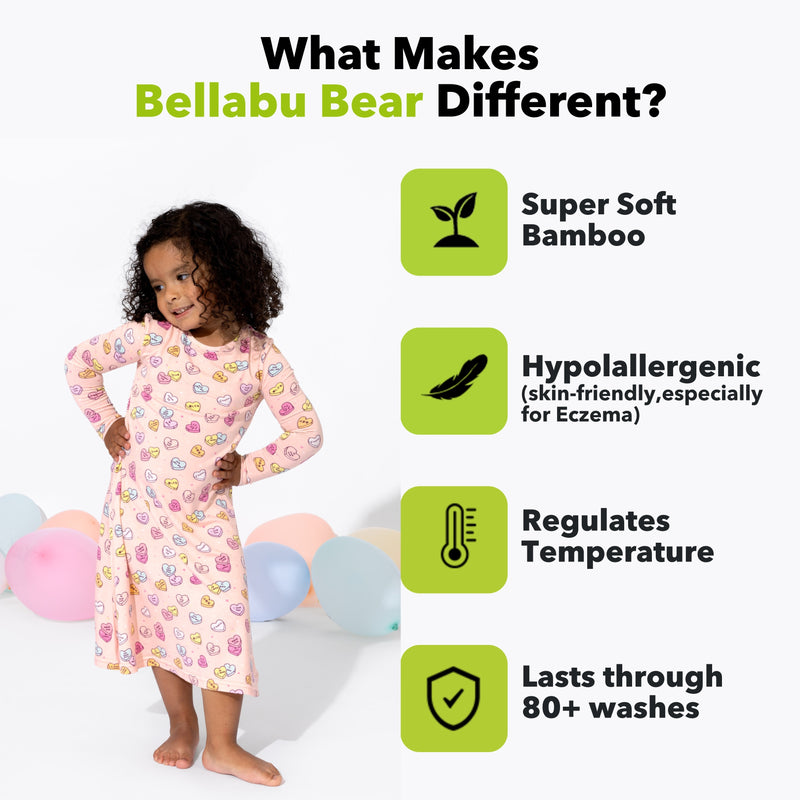 Candy Hearts Pink Bamboo Girls' Long Sleeve Dress