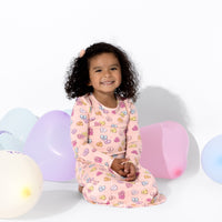 Candy Hearts Pink Bamboo Girls' Long Sleeve Dress