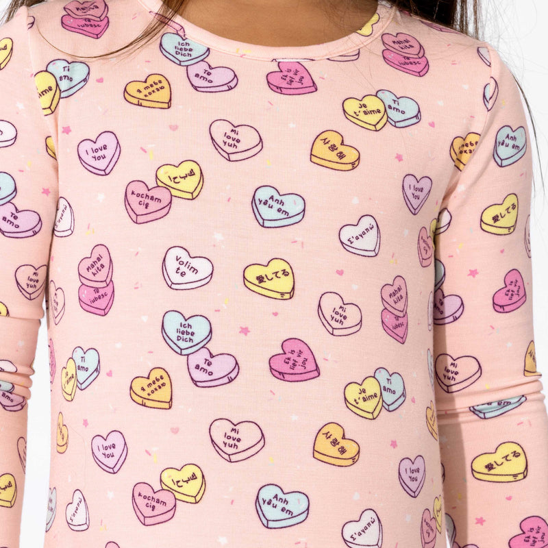 Candy Hearts Pink Bamboo Girls' Long Sleeve Dress