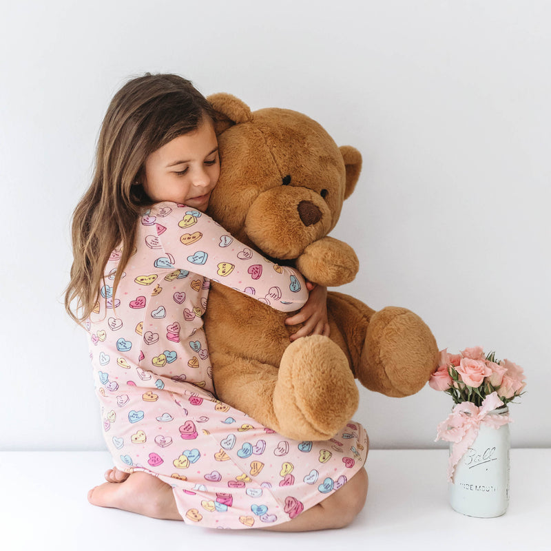 Candy Hearts Pink Bamboo Girls' Long Sleeve Dress