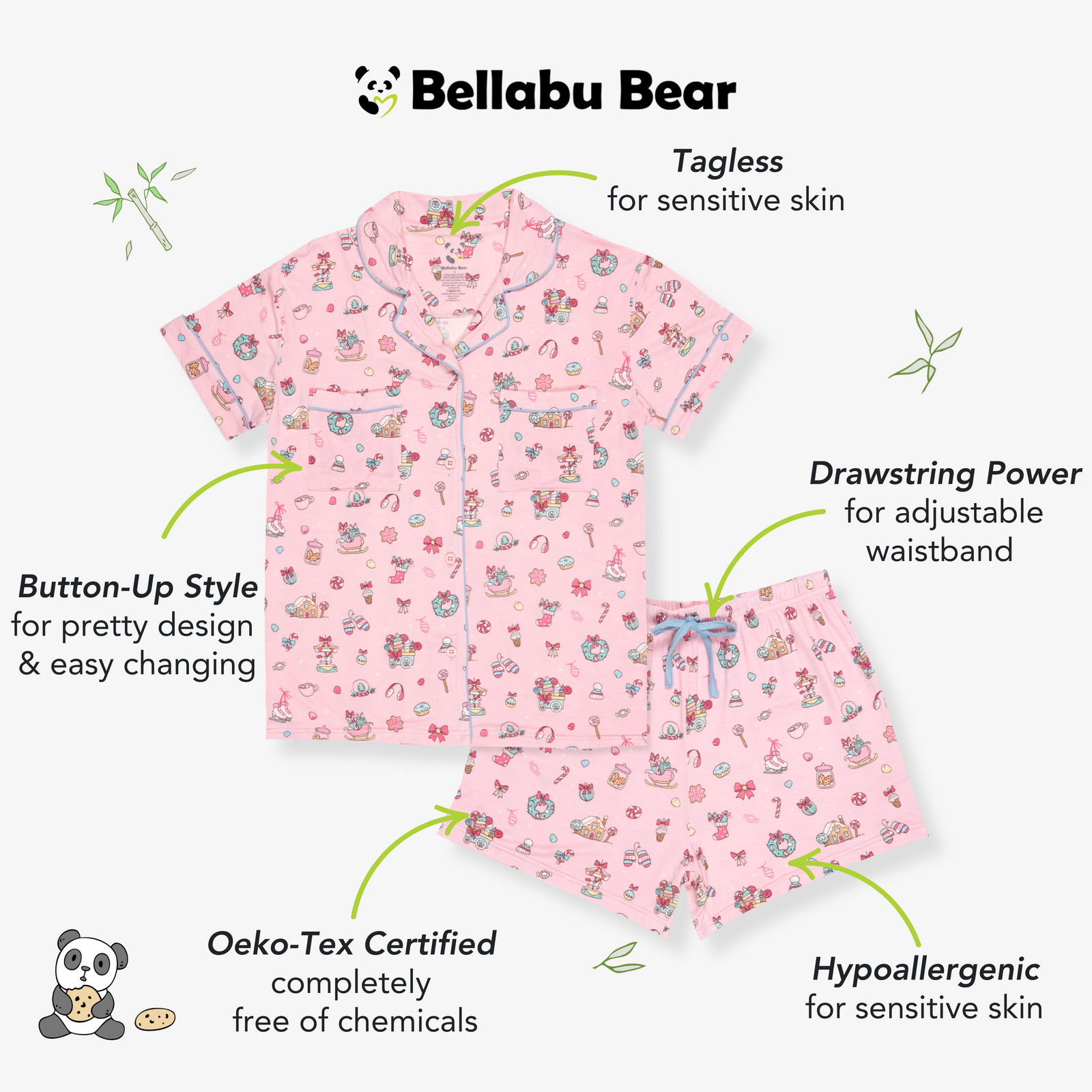 Candy Cane Lane Bamboo Women's Pajama Short Set