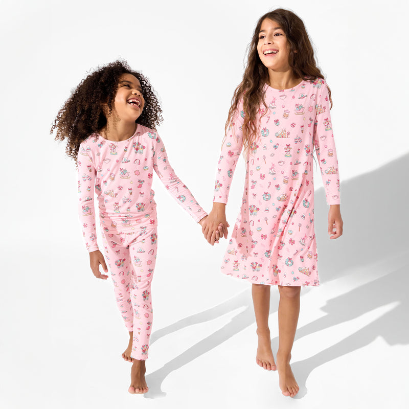 Candy Cane Lane Bamboo Girls' Long Sleeve Dress